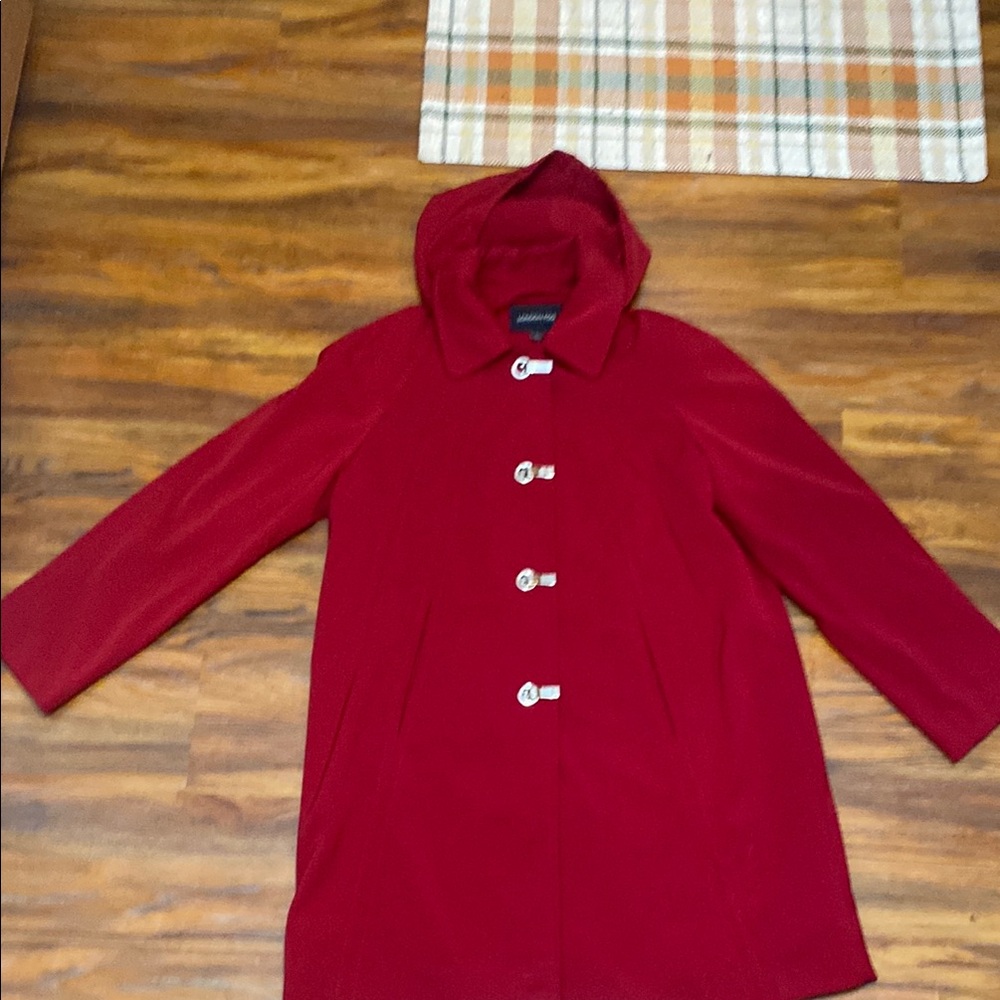London Fog Vibrant Red Coat with Buckle clasps